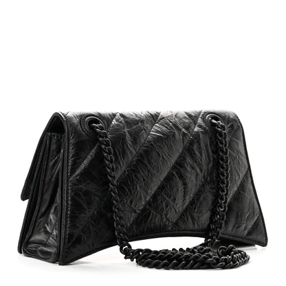 Balenciaga Crushed Calfskin Quilted Matte Black Hardware Small Crush Chain Bag Black 3 of 9