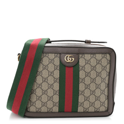 Gucci GG Supreme Monogram Web Small Ophidia Top Handle Shoulder Bag Brown 1 of 11