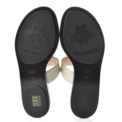 Gucci Calfskin GG Marmont Thong Sandals 37 Mystic White 5 of 8