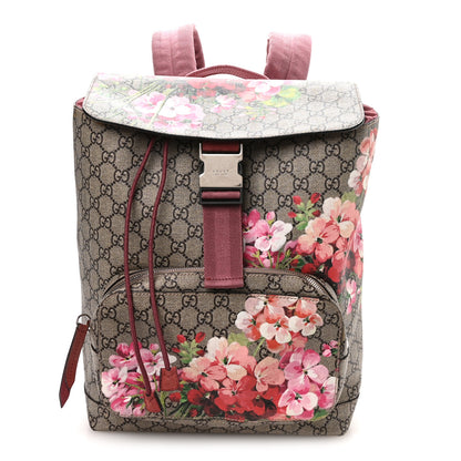 Gucci GG Supreme Monogram Blooms Medium Single Buckle Backpack Beige Multicolor Dry Rose 2 of 18