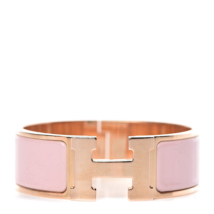 Hermes Enamel Wide Clic Clac H Bracelet PM Rose Cassata 1 of 5