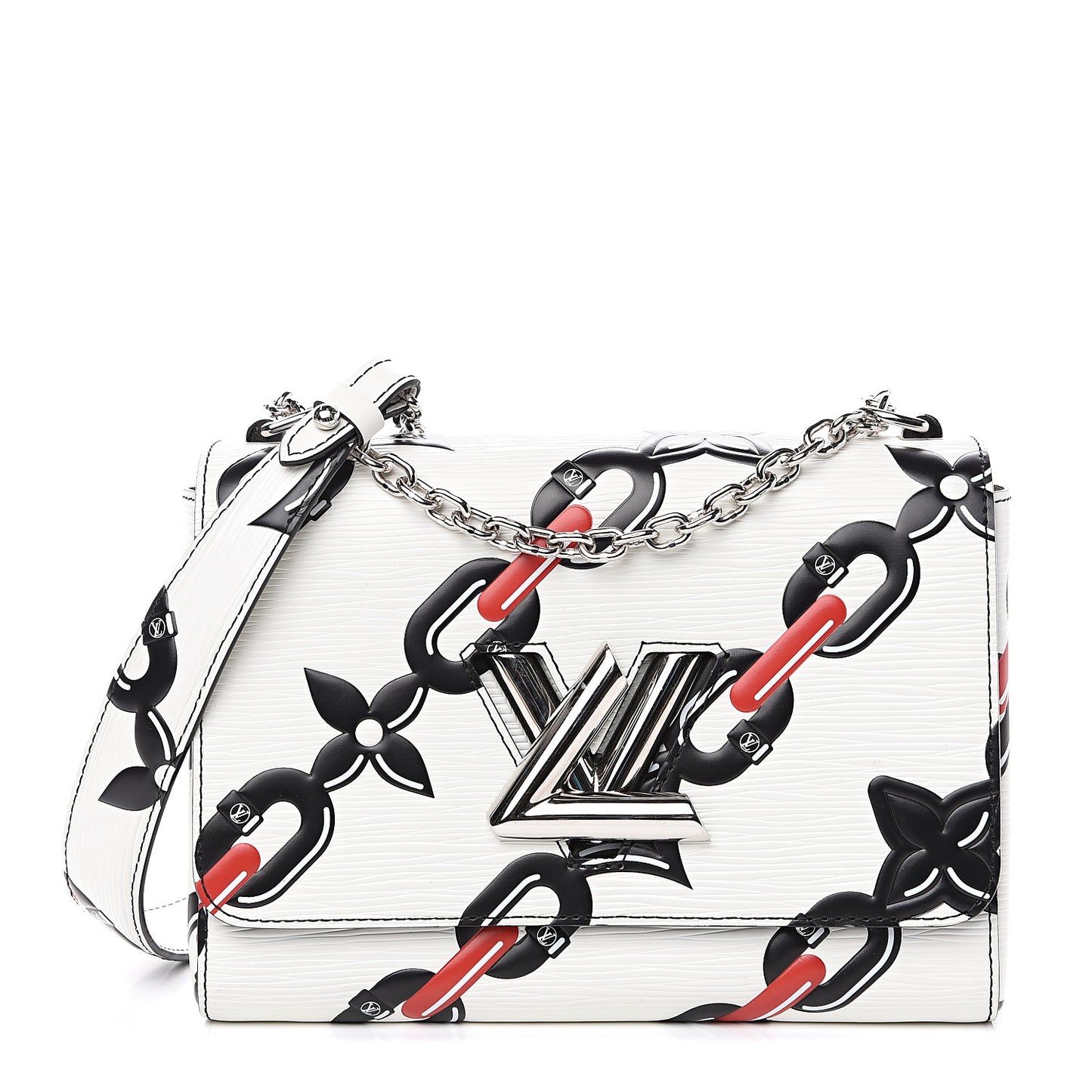 Epi Chain Flower Twist Shoulder Bag MM White