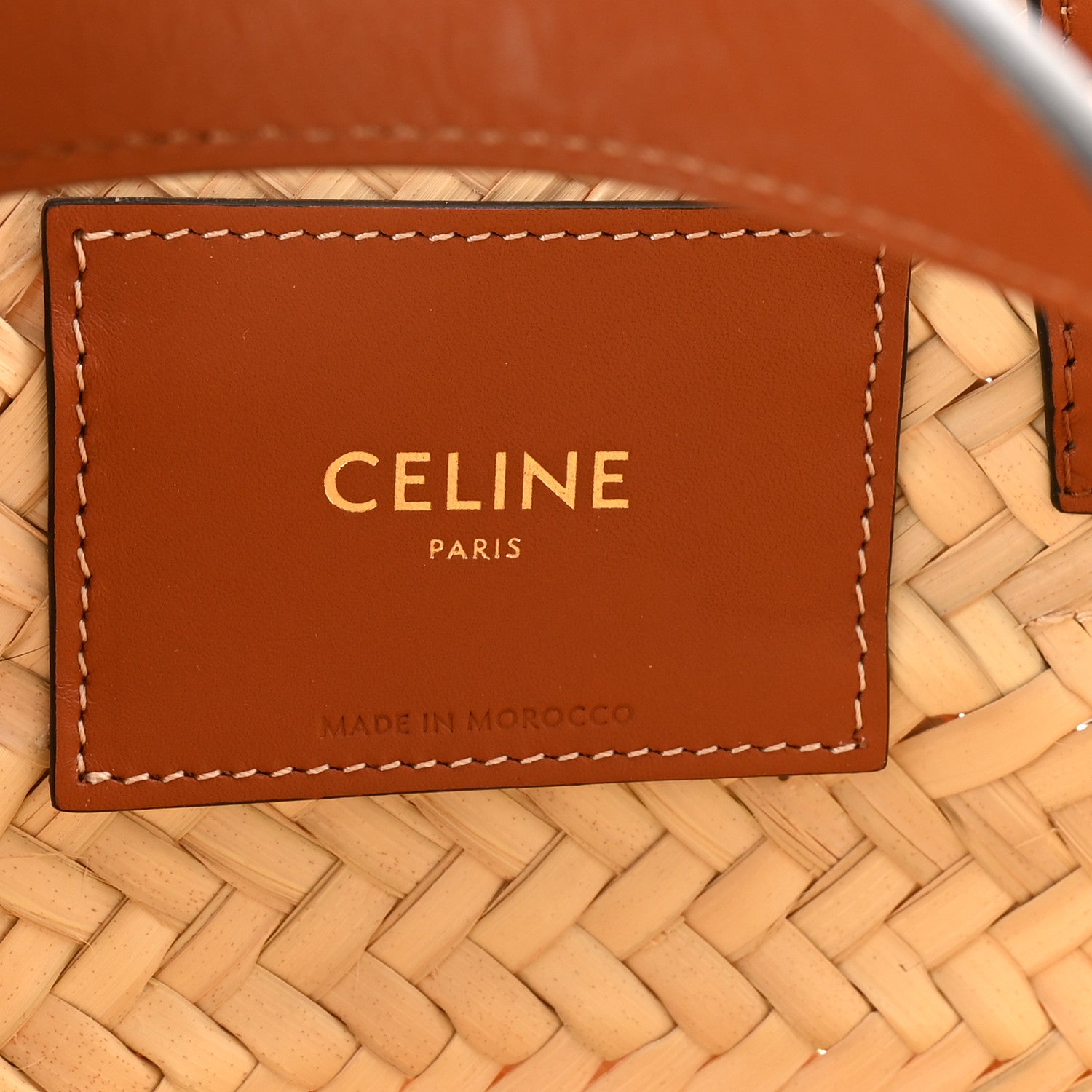 Celine Raffia Calfskin Triomphe Teen Panier Tan 6 of 9