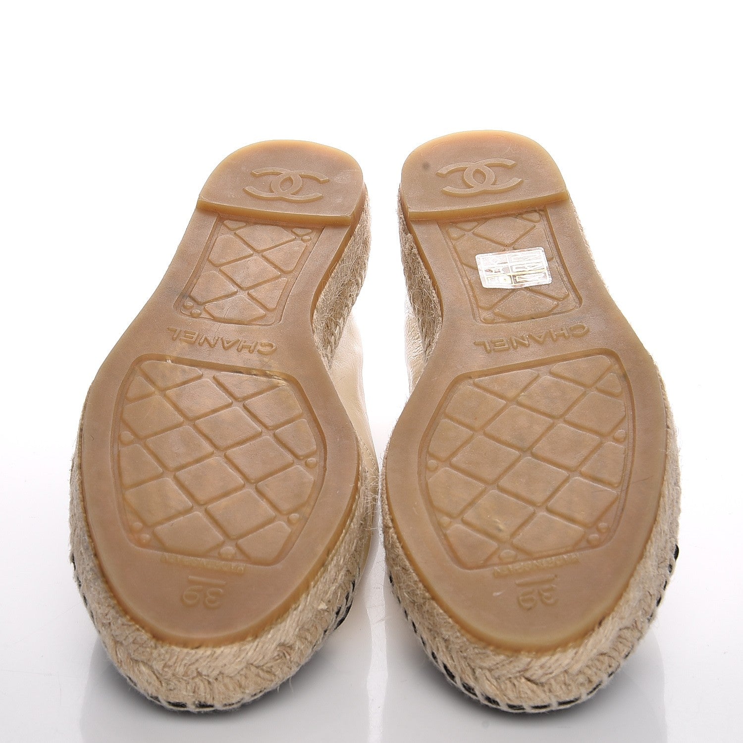 Chanel Metallic Calfskin Grosgrain CC Espadrilles 39 Ivory Black 8 of 10