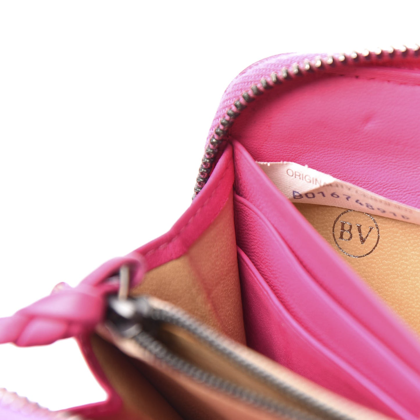 Nappa Intrecciato Zip Around Wallet Rosa Shock