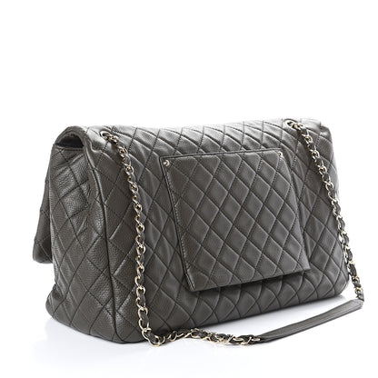 Chanel Metallized Calfskin Quilted XXL Travel Flap Bag Khaki 2 of 9