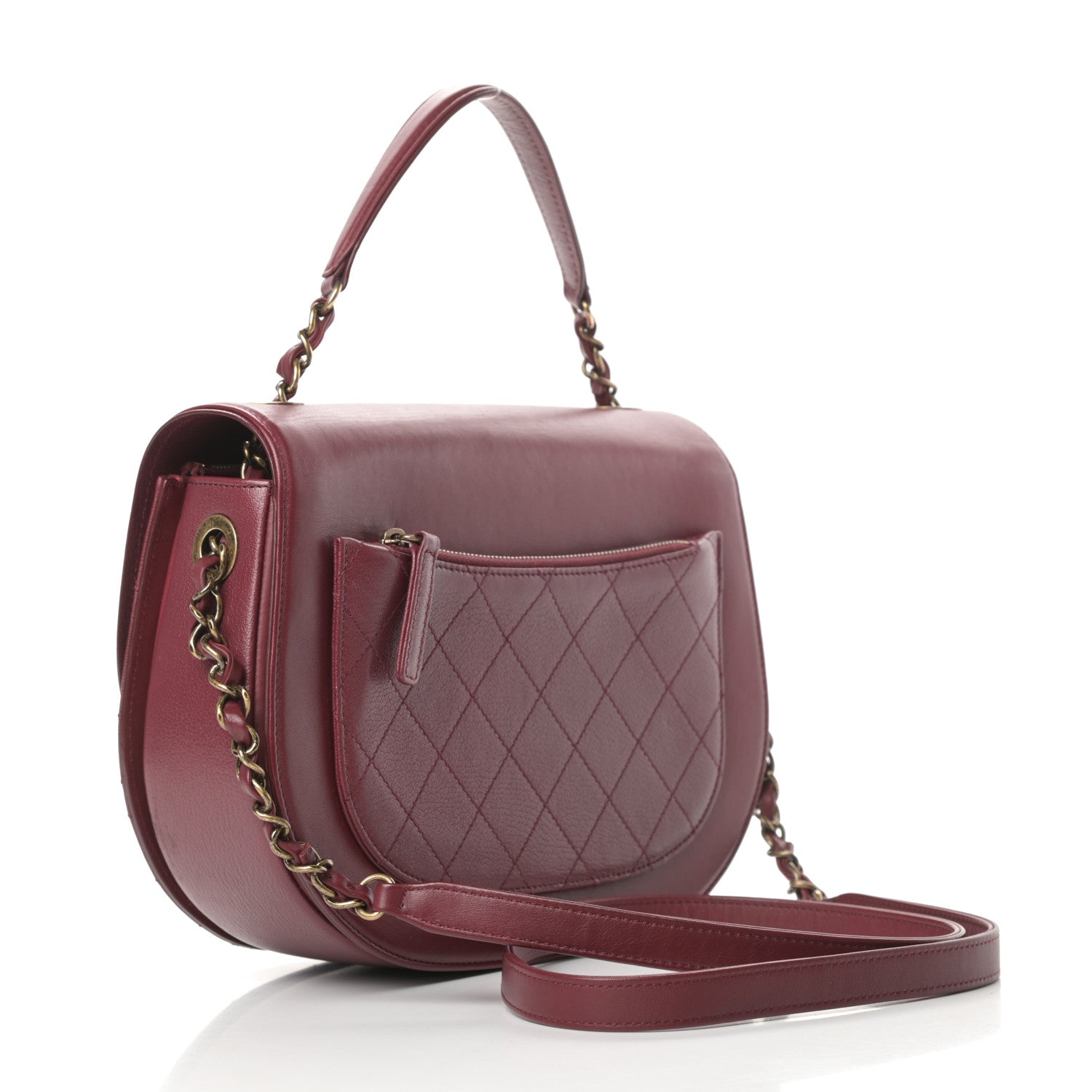 Chanel Shiny Calfskin Goatskin Quilted Medium Coco Curve Messenger Flap Burgundy 3 of 16
