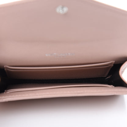 Saint Laurent Grain De Poudre Matelasse Chevron Small Monogram Envelope Wallet Pale Blush 5 of 9