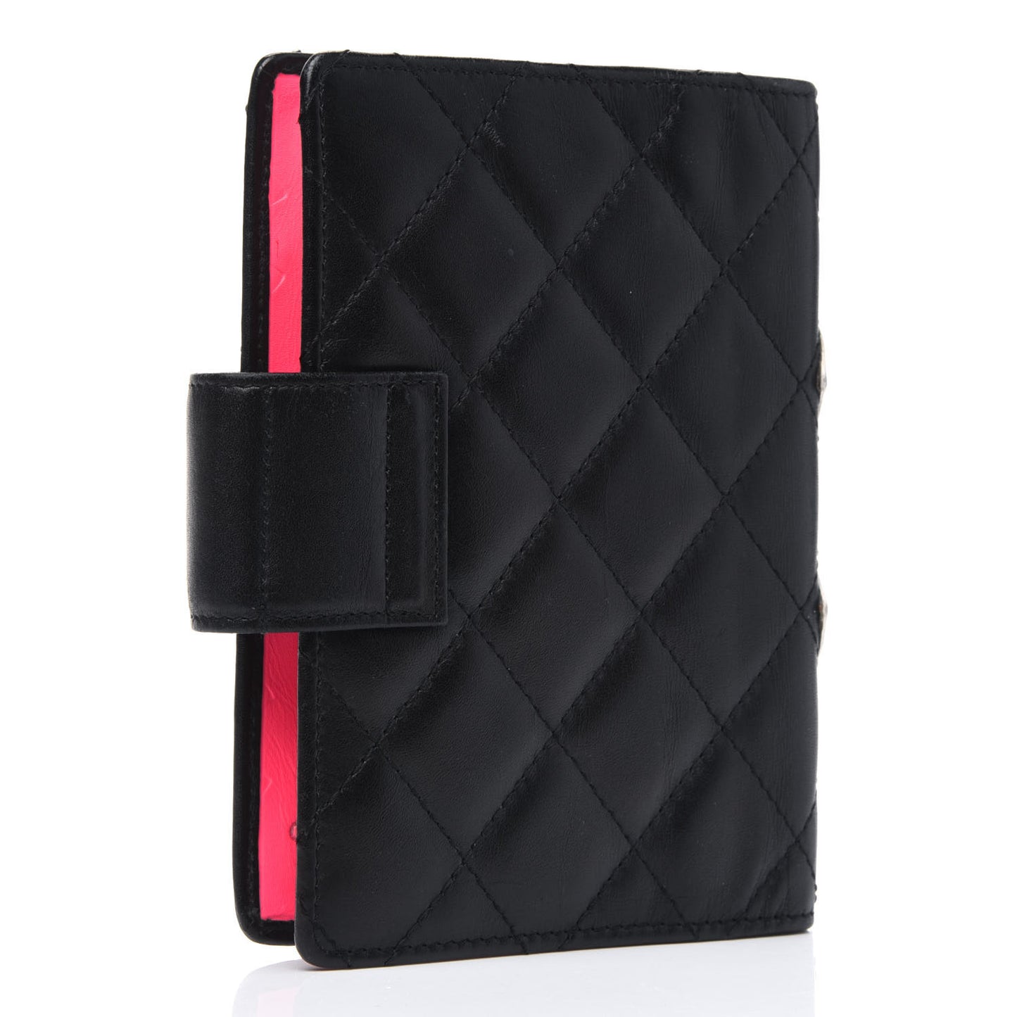 Calfskin Quilted Small Cambon Agenda Planner Black White