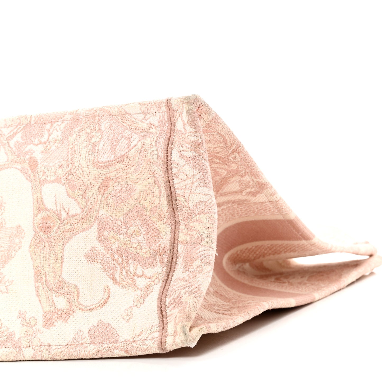 Canvas Toile De Jouy Embroidered Large Book Tote Pink