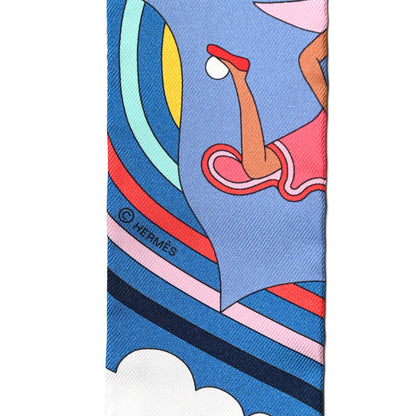Hermes Silk Carres Volants Twilly Bleu Jaune Vif Multicolor 3 of 4