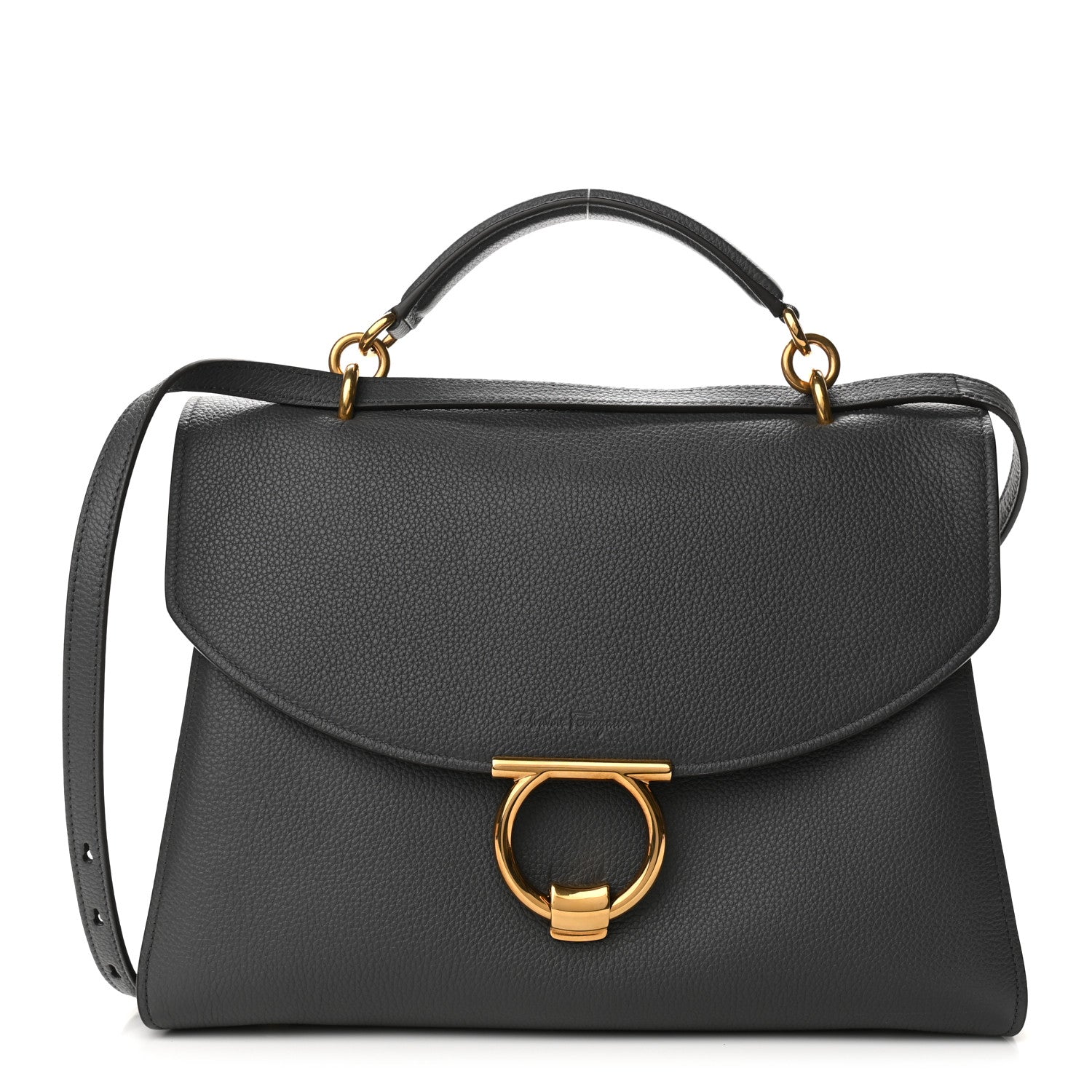 Salvatore Ferragamo Calfskin Medium Margot Top Handle Satchel Grey 1 of 10