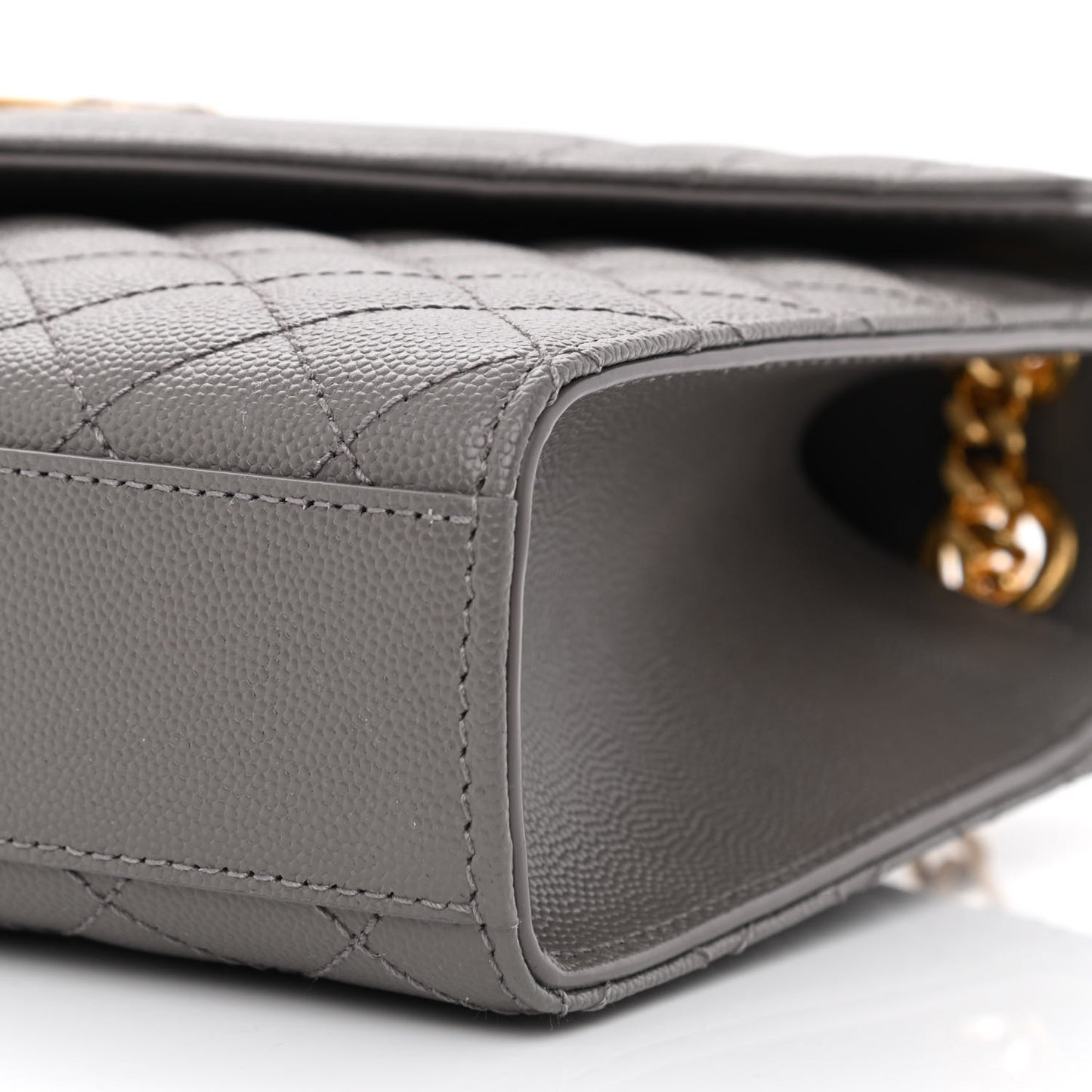 Grain De Poudre Textured Mixed Matelasse Medium Triquilt Monogram Satchel Earth