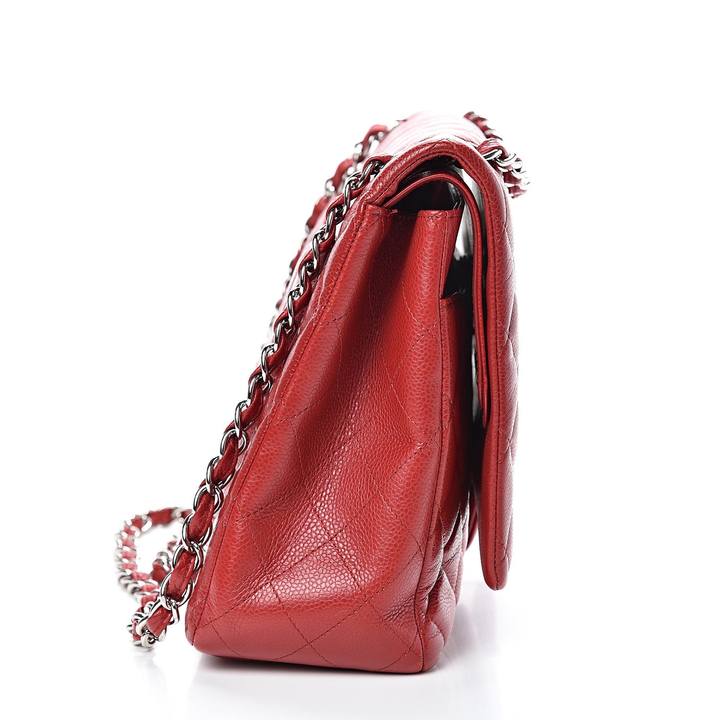 Caviar Quilted Maxi Double Flap Red