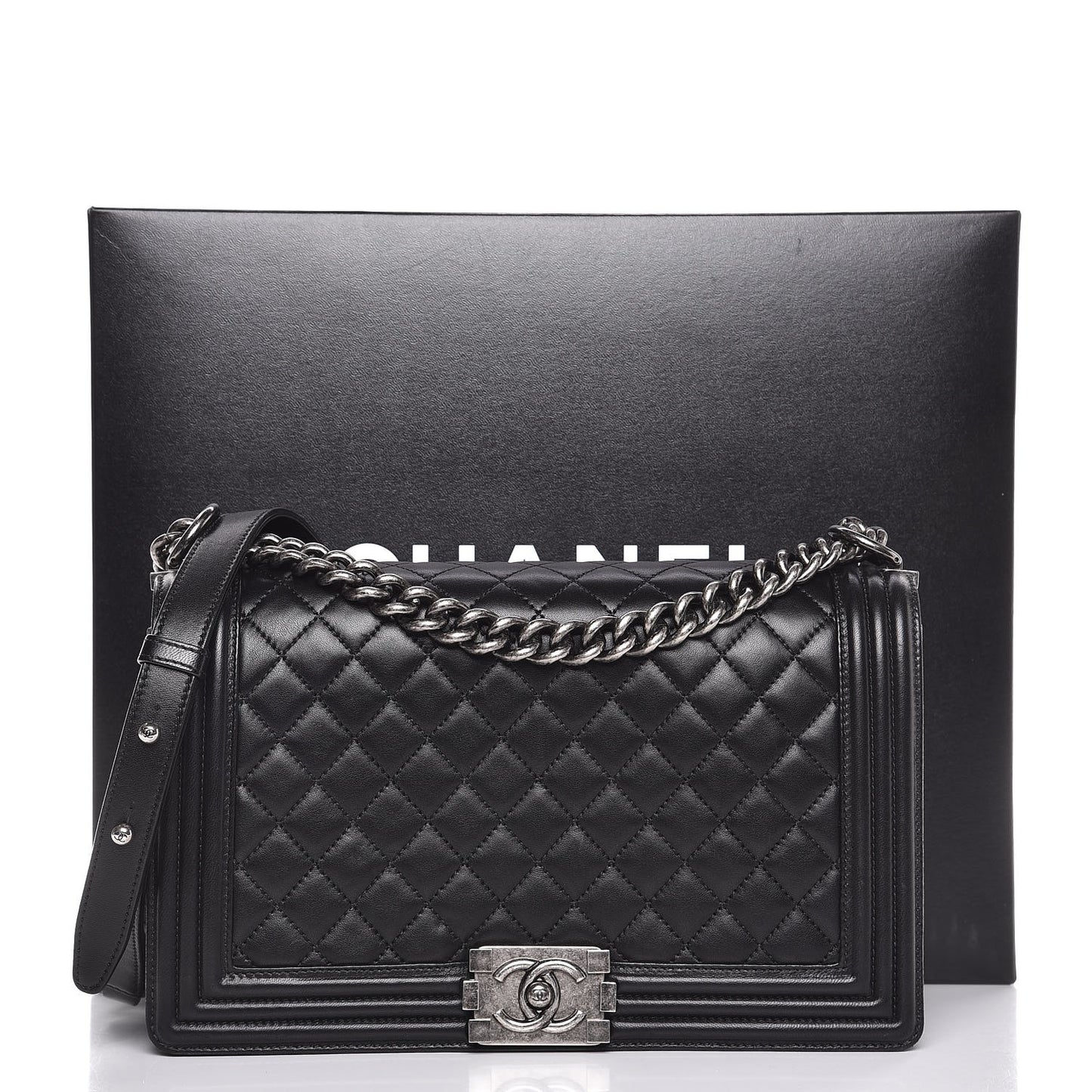 Lambskin Quilted New Medium Boy Flap Black
