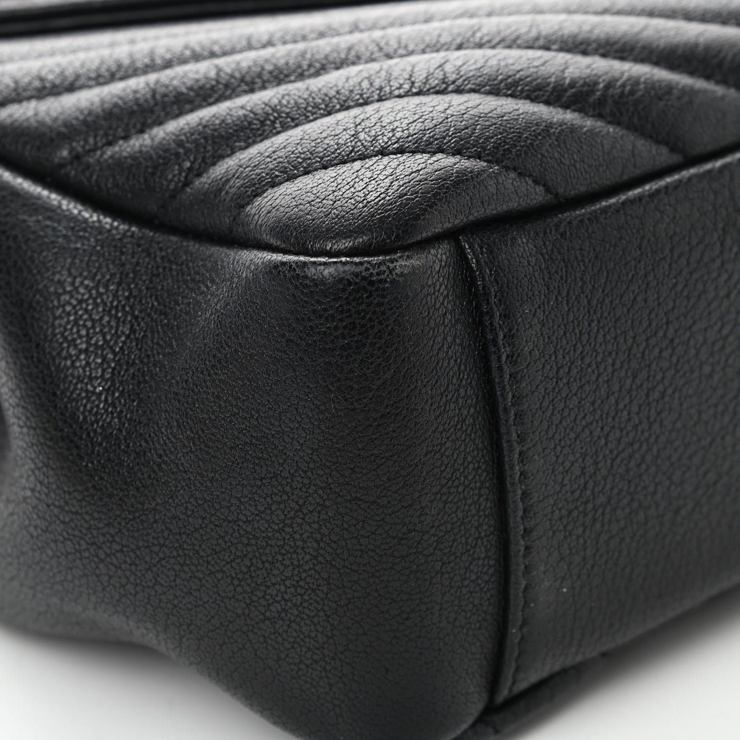 Sheepskin Matelasse Chevron Monogram Large College Satchel Black