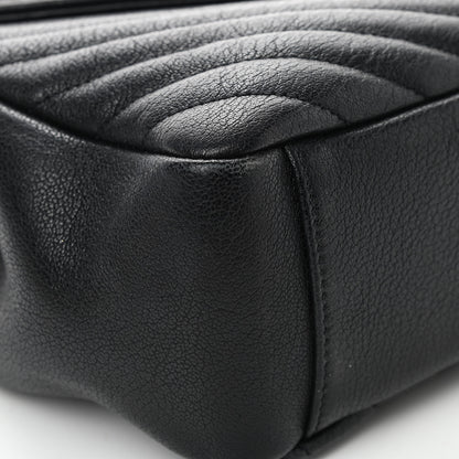 Saint Laurent Sheepskin Matelasse Chevron Monogram Large College Satchel Black 9 of 12