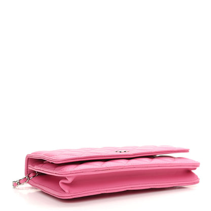 Chanel Lambskin Quilted Wallet on Chain WOC Pink 4 of 12
