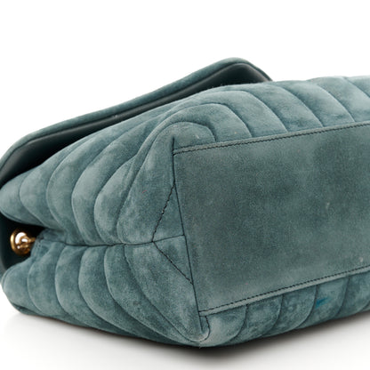 Saint Laurent Suede Calfskin Y Quilted Monogram Small Loulou Chain Satchel Algae 10 of 11