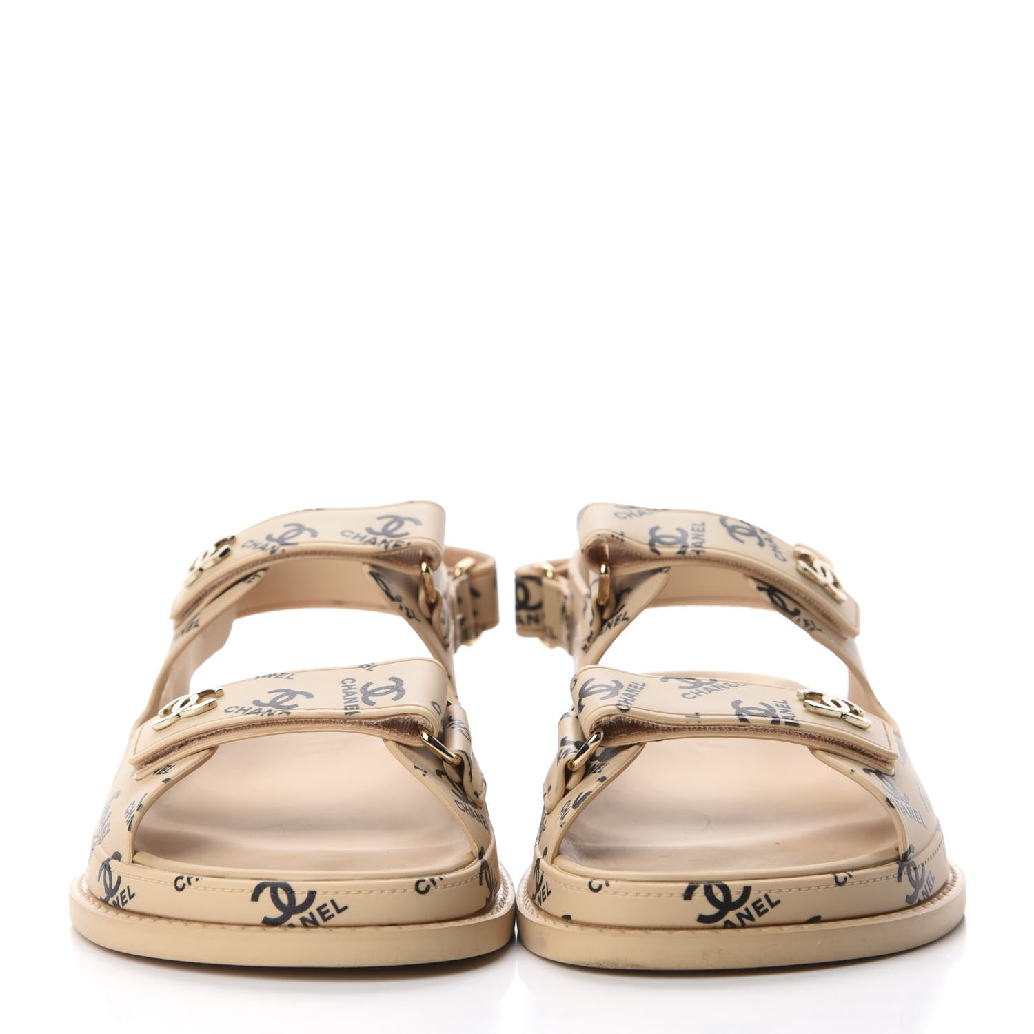 Chanel Rubber CC Dad Sandals 38 Beige 2 of 11