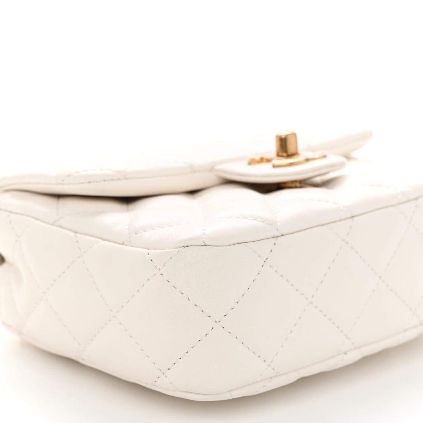 Lambskin Enamel Quilted Mini Coco Hearts Square Flap White