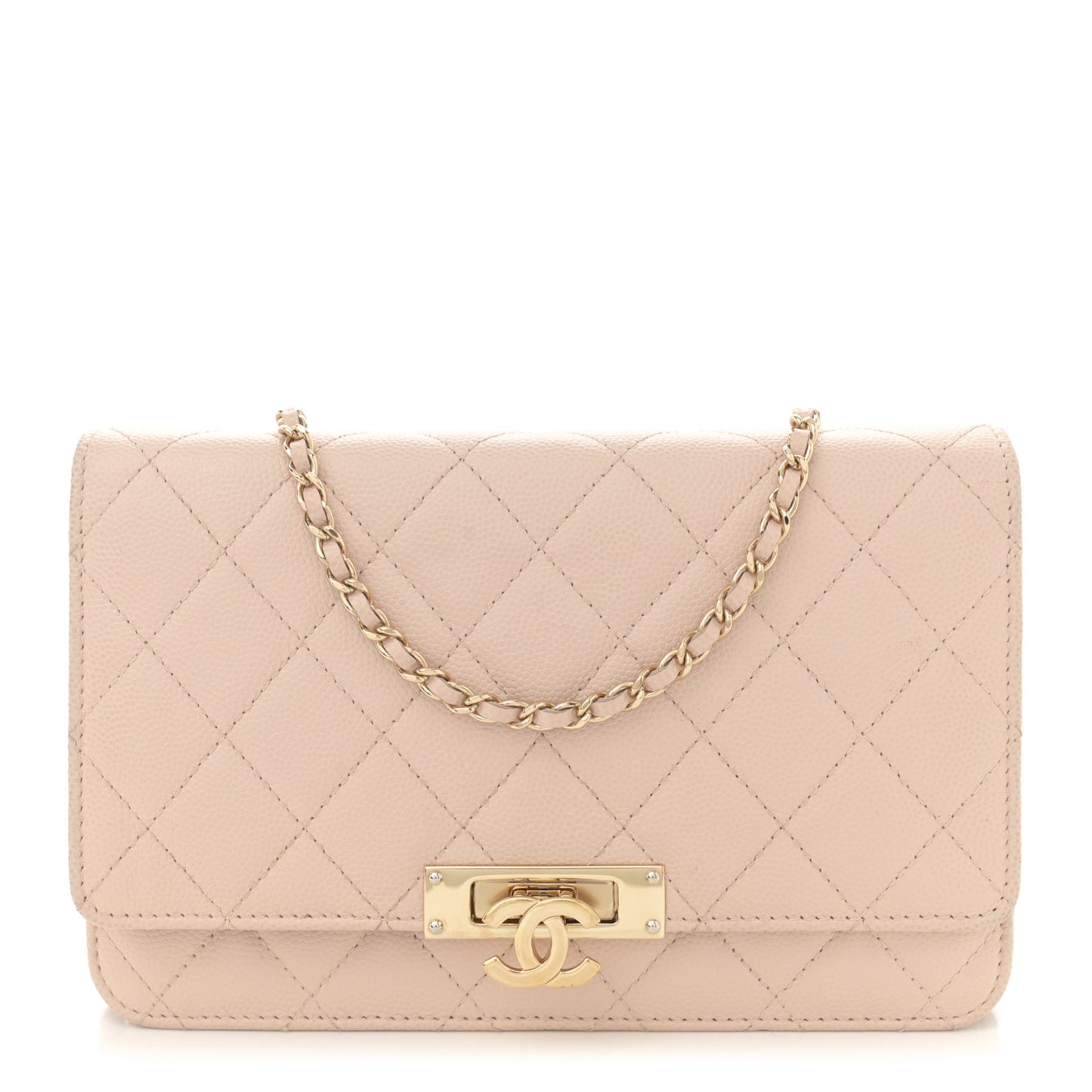 Caviar Quilted Golden Class Wallet On Chain WOC Light Beige