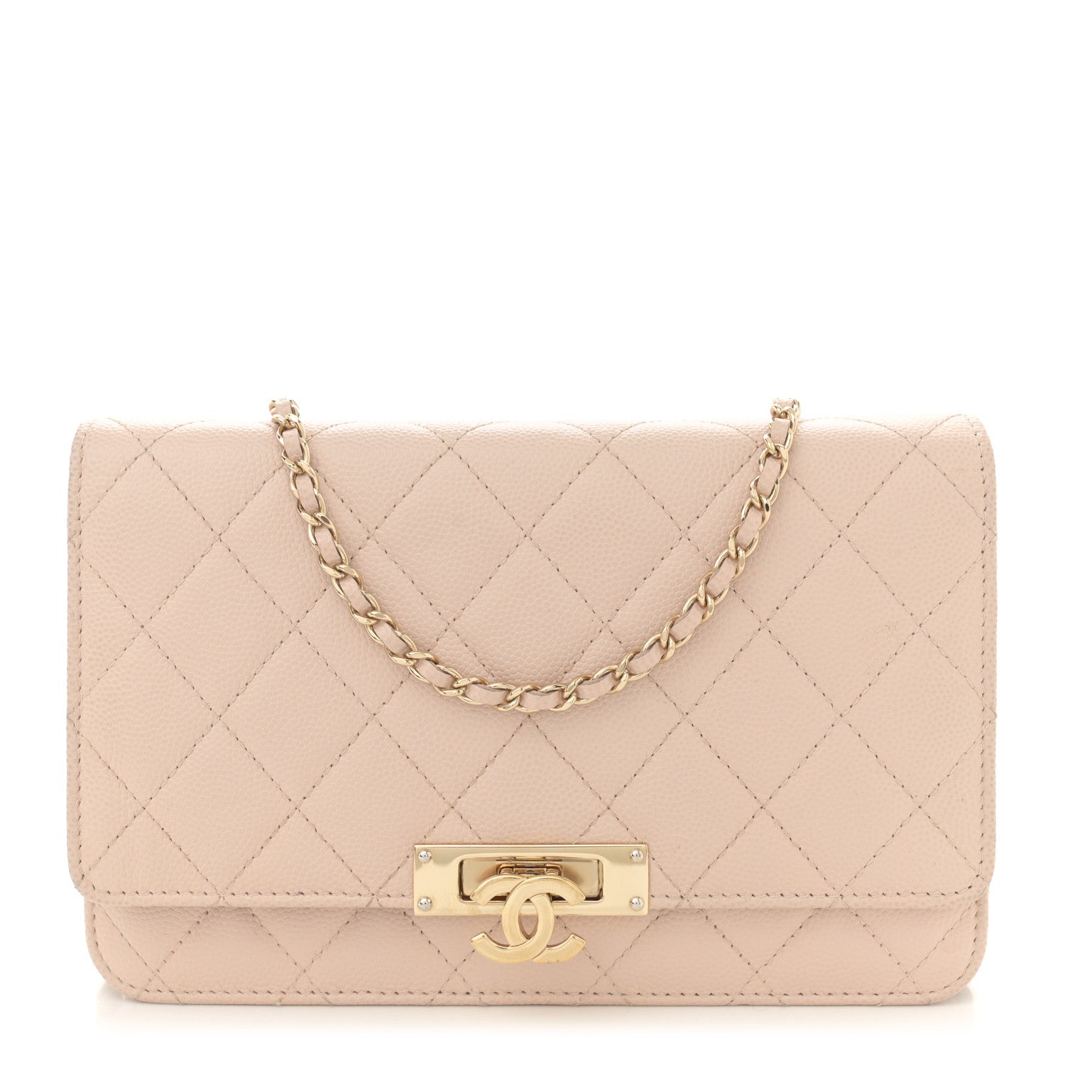 Chanel Caviar Quilted Golden Class Wallet On Chain WOC Light Beige 1 of 12