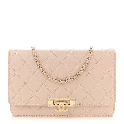 Chanel Caviar Quilted Golden Class Wallet On Chain WOC Light Beige 1 of 12