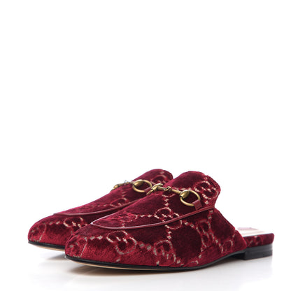 Gucci Velvet GG Monogram Womens Princetown Slippers 36.5 Red Cipria 3 of 8