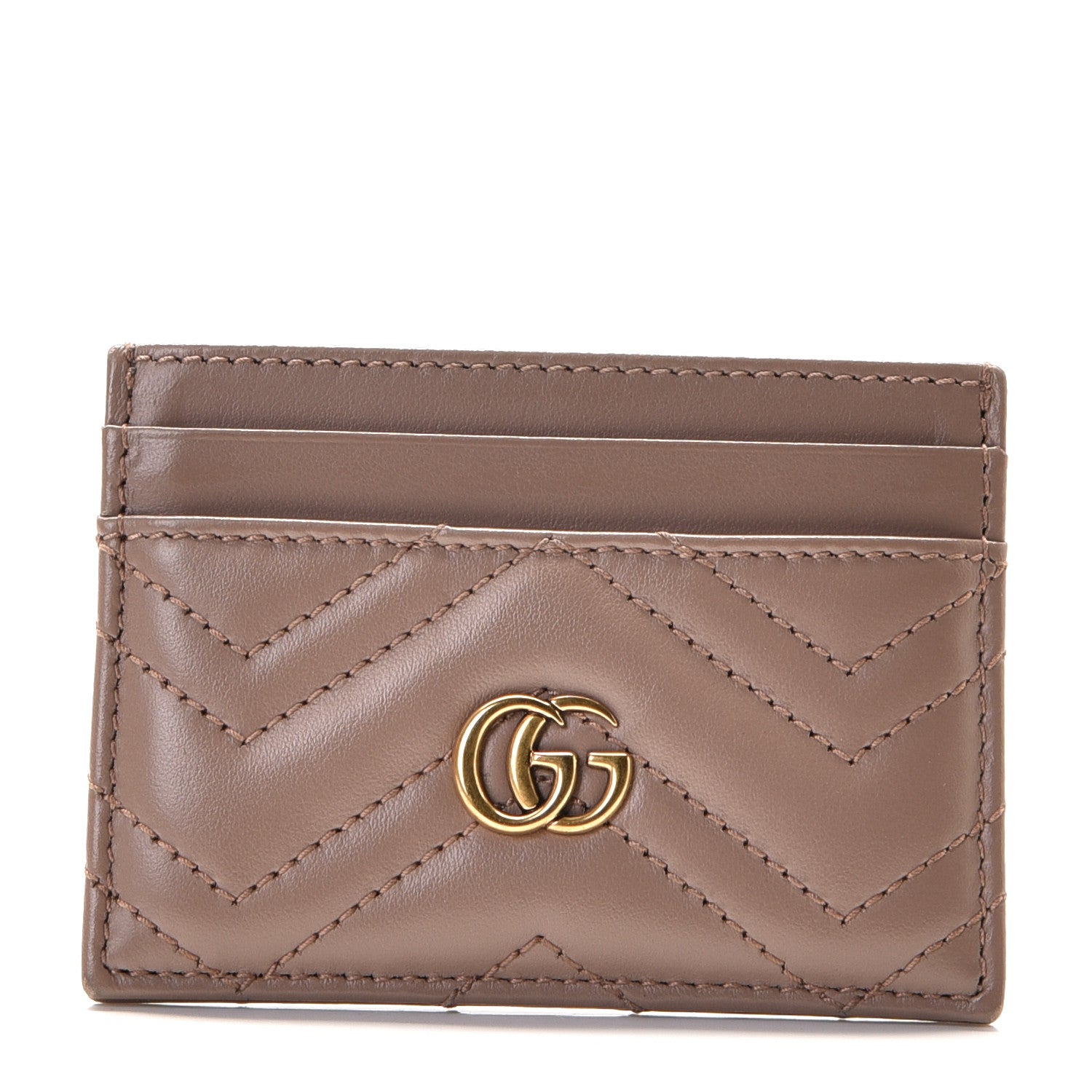 Gucci Calfskin Matelasse GG Marmont Card Holder Porcelain Rose 1 of 8