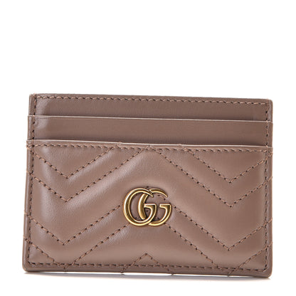 Gucci Calfskin Matelasse GG Marmont Card Holder Porcelain Rose 1 of 8