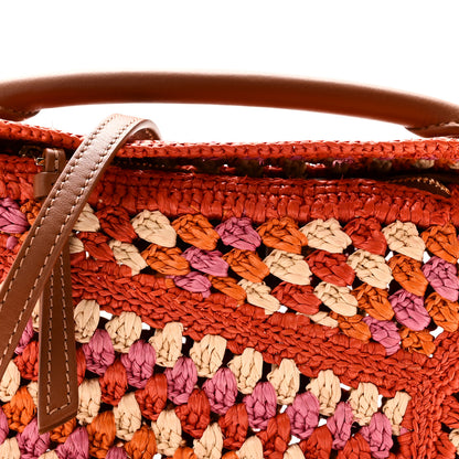 Loewe Raffia Crochet Calfskin Paula's Ibiza Mini Puzzle Edge Bag Bright Orange Pink 7 of 9