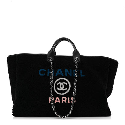 Chanel Shearling Extra Large Deauville Tote Black 1 of 10