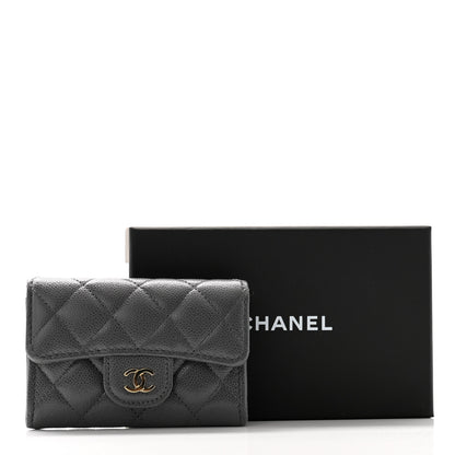 Chanel Caviar Quilted Flap Card Holder Wallet Dark Grey 9 of 9