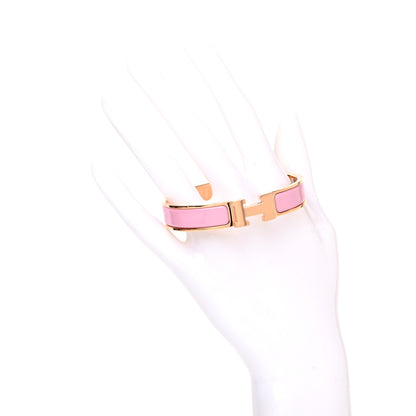 Hermes Enamel Narrow Clic Clac H Bracelet GM Rose Delirium 2 of 4
