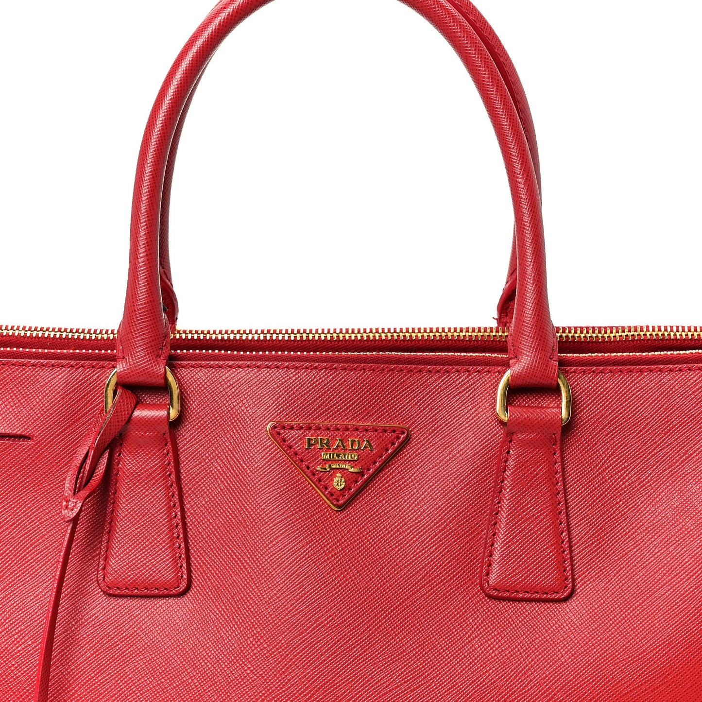 Saffiano Lux Large Double Zip Tote Fuoco