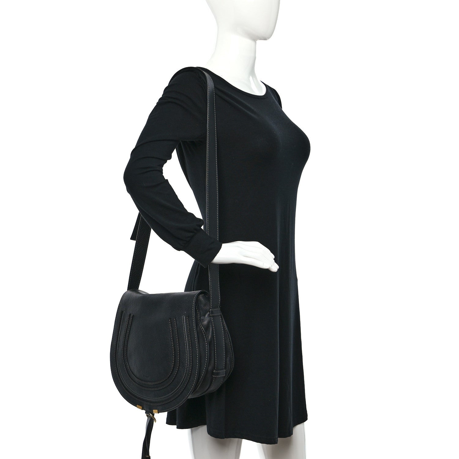 Chloe Calfskin Medium Marcie Round Crossbody Bag Black 2 of 11