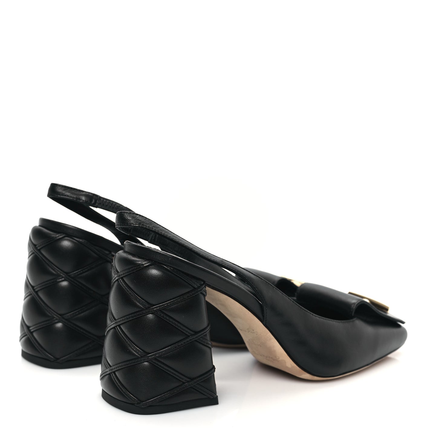 Lambskin Shake Slingback Pumps 38.5 Black