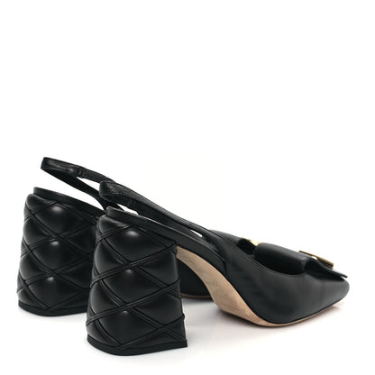 Louis Vuitton Lambskin Shake Slingback Pumps 38.5 Black 4 of 9