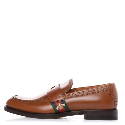 Gucci Calfskin Web Bee Mens Spirit Loafers 8.5 Cuir 1 of 9