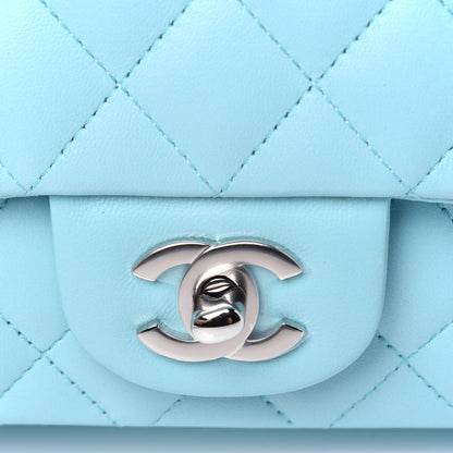 Chanel Lambskin Quilted Mini Rectangular Flap Neon Blue 10 of 12