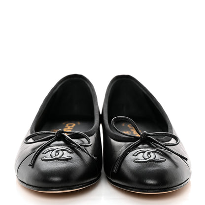 Chanel Lambskin Patent Cap Toe Ballerina Flats 36.5 Black 2 of 9