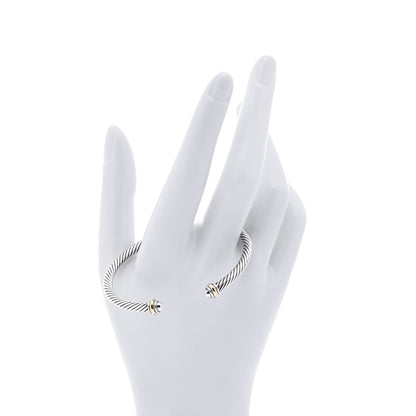 David Yurman Sterling Silver 18K Yellow Gold 4mm Cable Classics Bracelet 2 of 7