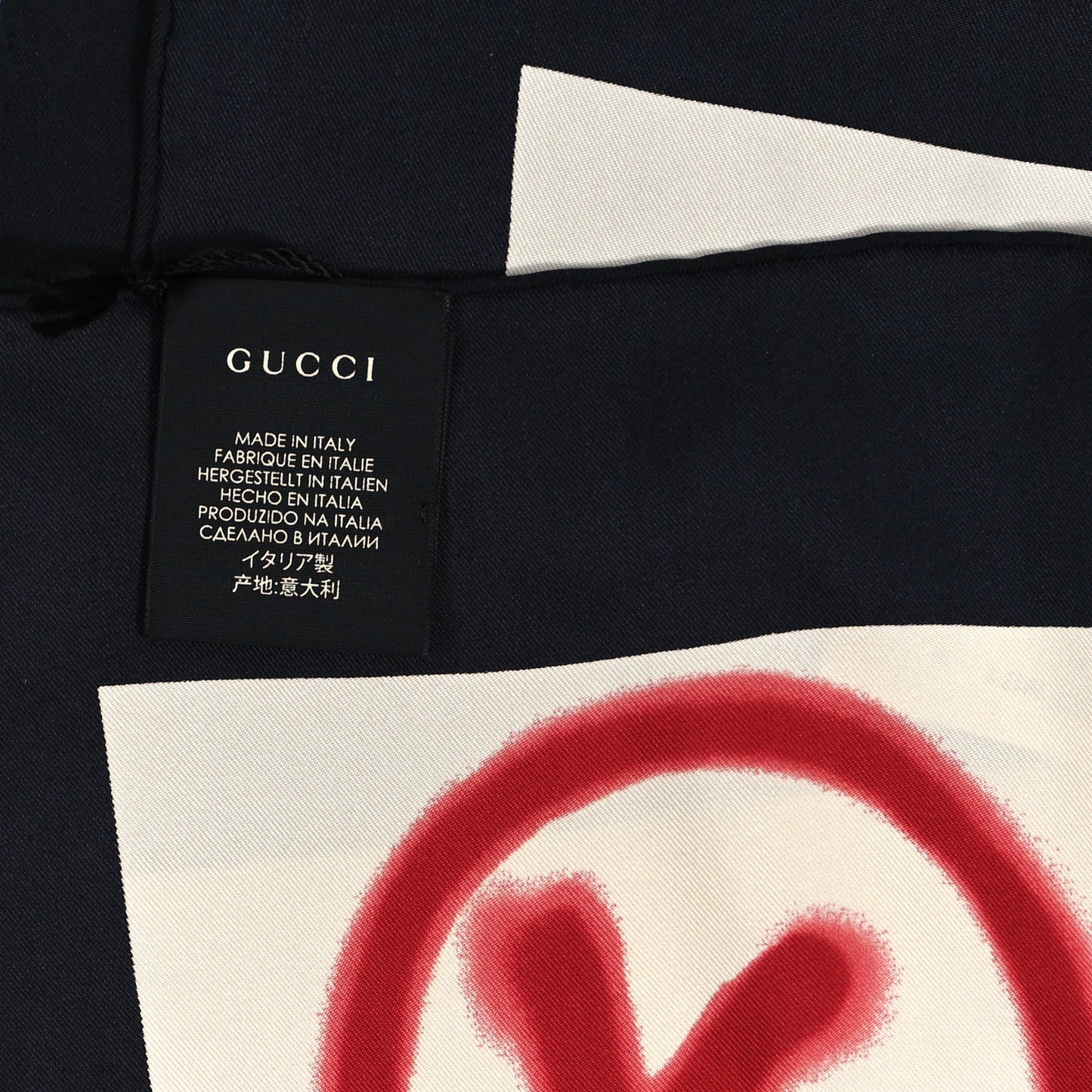 Silk Gucci Is Life Square Scarf Black White