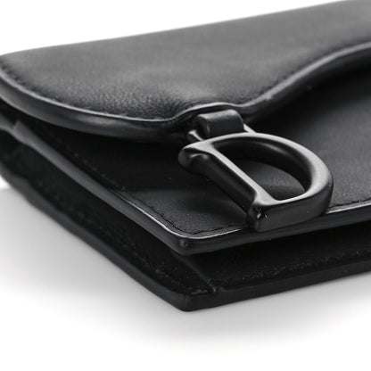 Christian Dior Ultra Matte Calfskin Saddle Card Holder Black 9 of 11