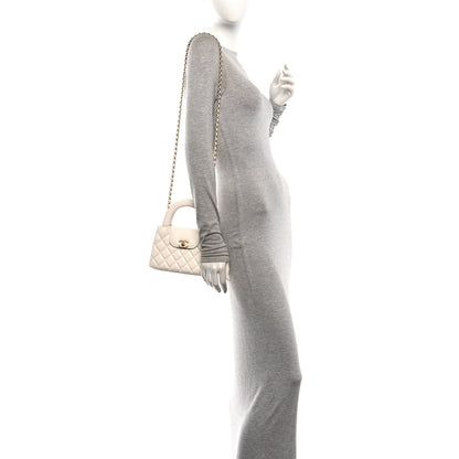 Chanel Shiny Aged Calfskin Quilted Nano Kelly Shopper White 3 of 11