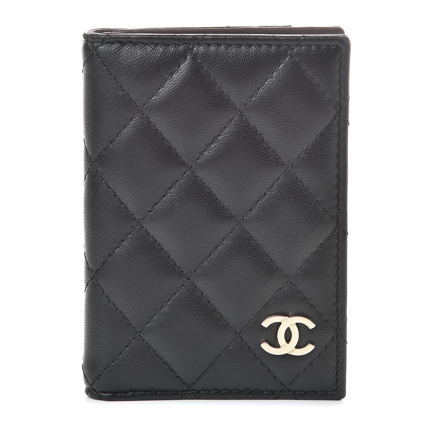 Lambskin Quilted Card Holder Wallet Black