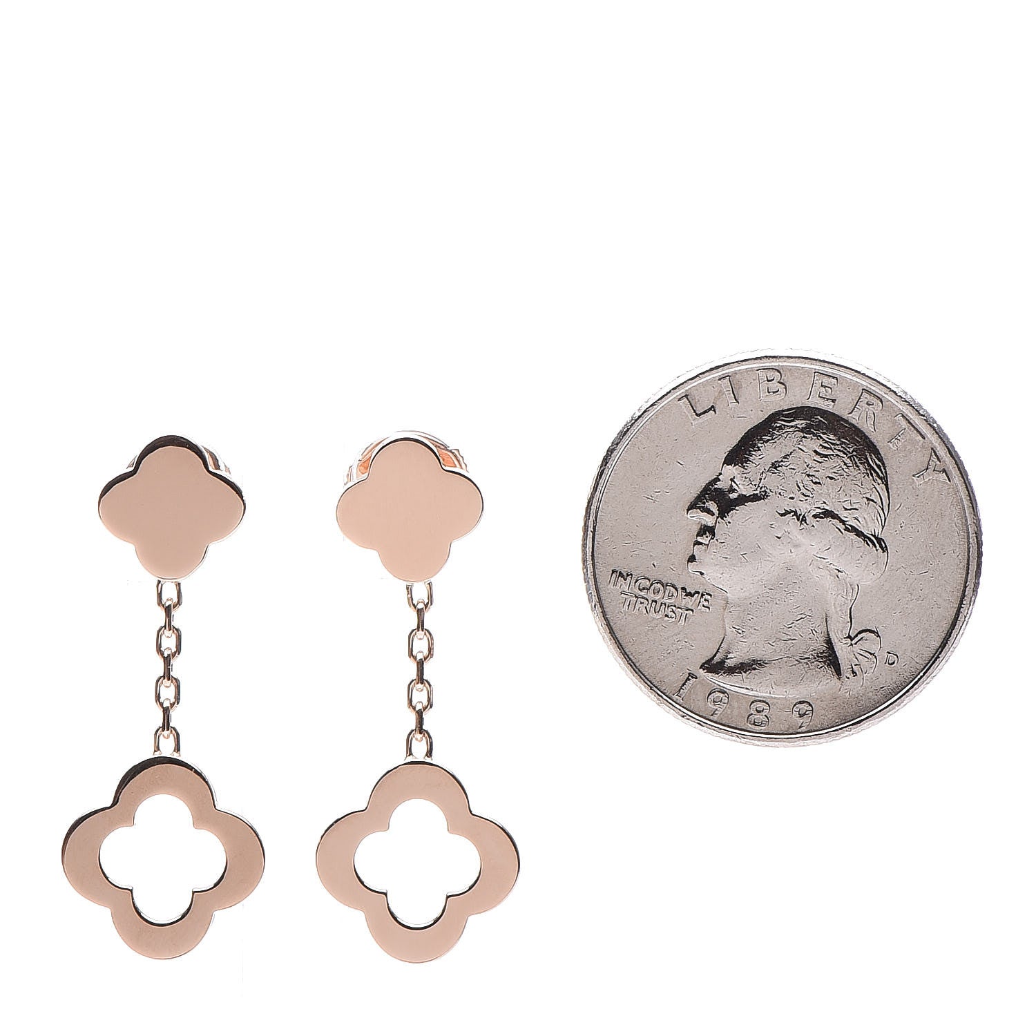 Van Cleef & Arpels 18K Rose Gold Byzantine Alhambra Drop Earrings 2 of 6