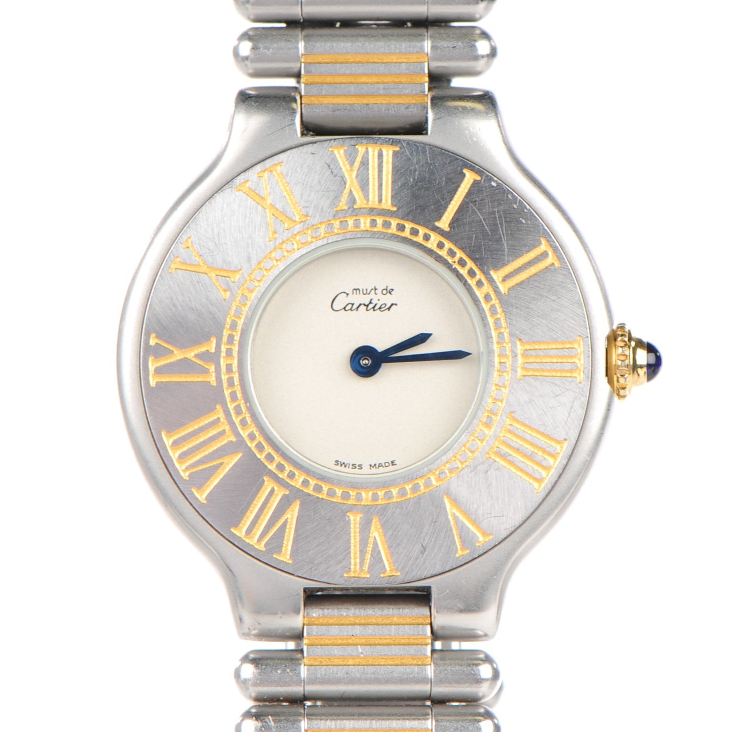 18K Yellow Gold Stainless Steel 28mm Must De 21 Watch