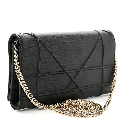 Christian Dior Grained Calfskin Diorama Croisiere Chain Wallet Black 3 of 10